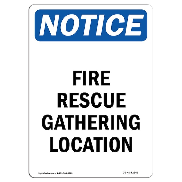 OSHA Sign, Fire Rescue Gathering Location, 5in X 3.5in Decal, 10PK, 3.5" W, 5" L, Portrait, PK10